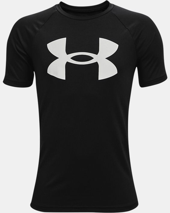 เสื้อแขนสั้น UA Tech™ Big Logo สำหรับเด็กผู้ชาย in Black image number 0